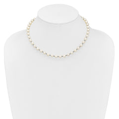 Sterling Silver Rhodium-plated 6-7mm White Round Freshwater Cultured Pearl 16 inch with 2 inch Extension Necklace QH1084-16
