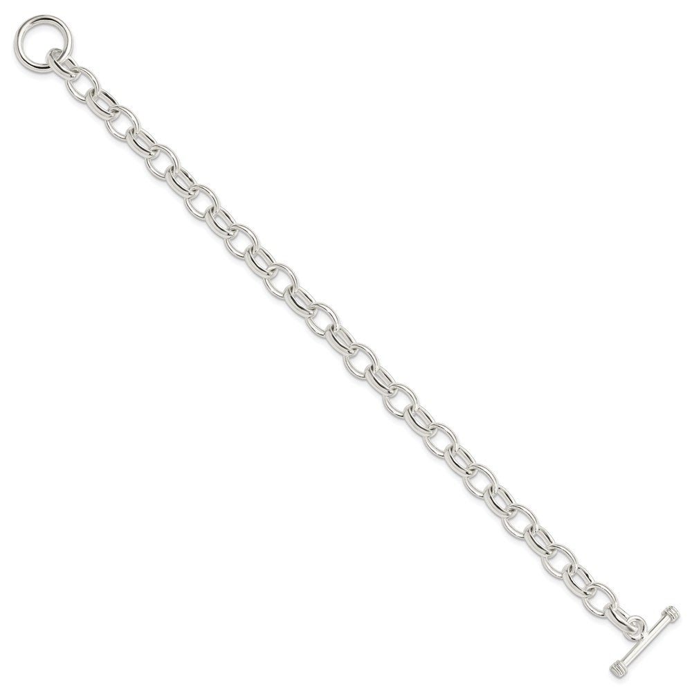 Sterling Silver 7.75inch Polished Fancy Link Toggle Bracelet QH130-7.75