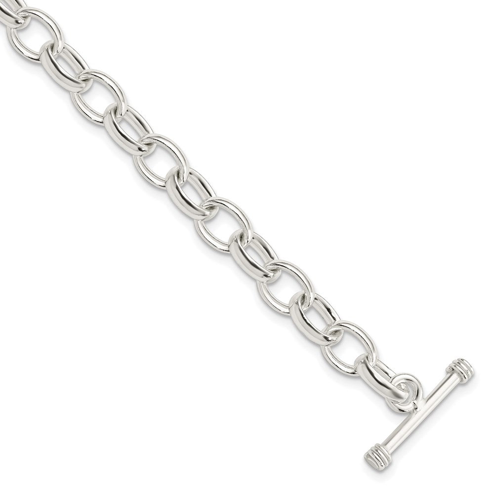 Sterling Silver 7.75inch Polished Fancy Link Toggle Bracelet QH130-7.75