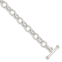 Sterling Silver 7.75inch Polished Fancy Link Toggle Bracelet QH130-7.75