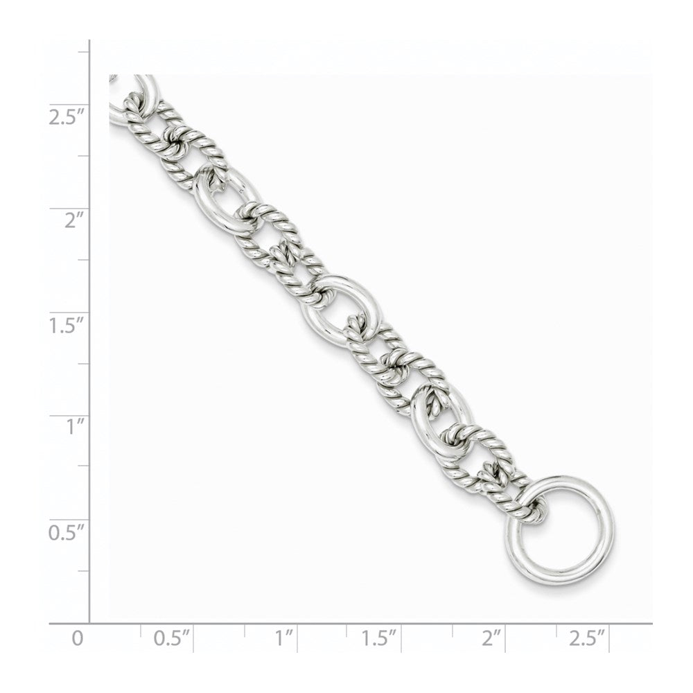 Sterling Silver 7.75inch Polished Fancy Link Toggle Bracelet QH147-7.75