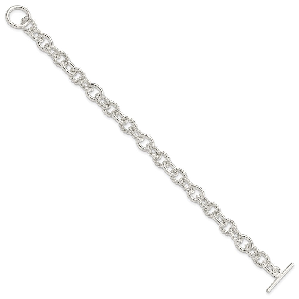 Sterling Silver 7.75inch Polished Fancy Link Toggle Bracelet QH147-7.75