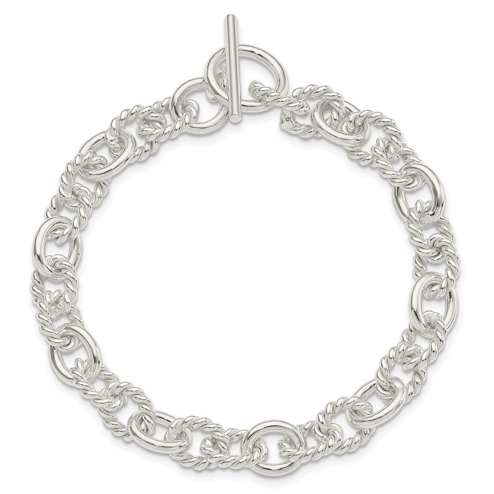 Sterling Silver 7.75inch Polished Fancy Link Toggle Bracelet QH147-7.75