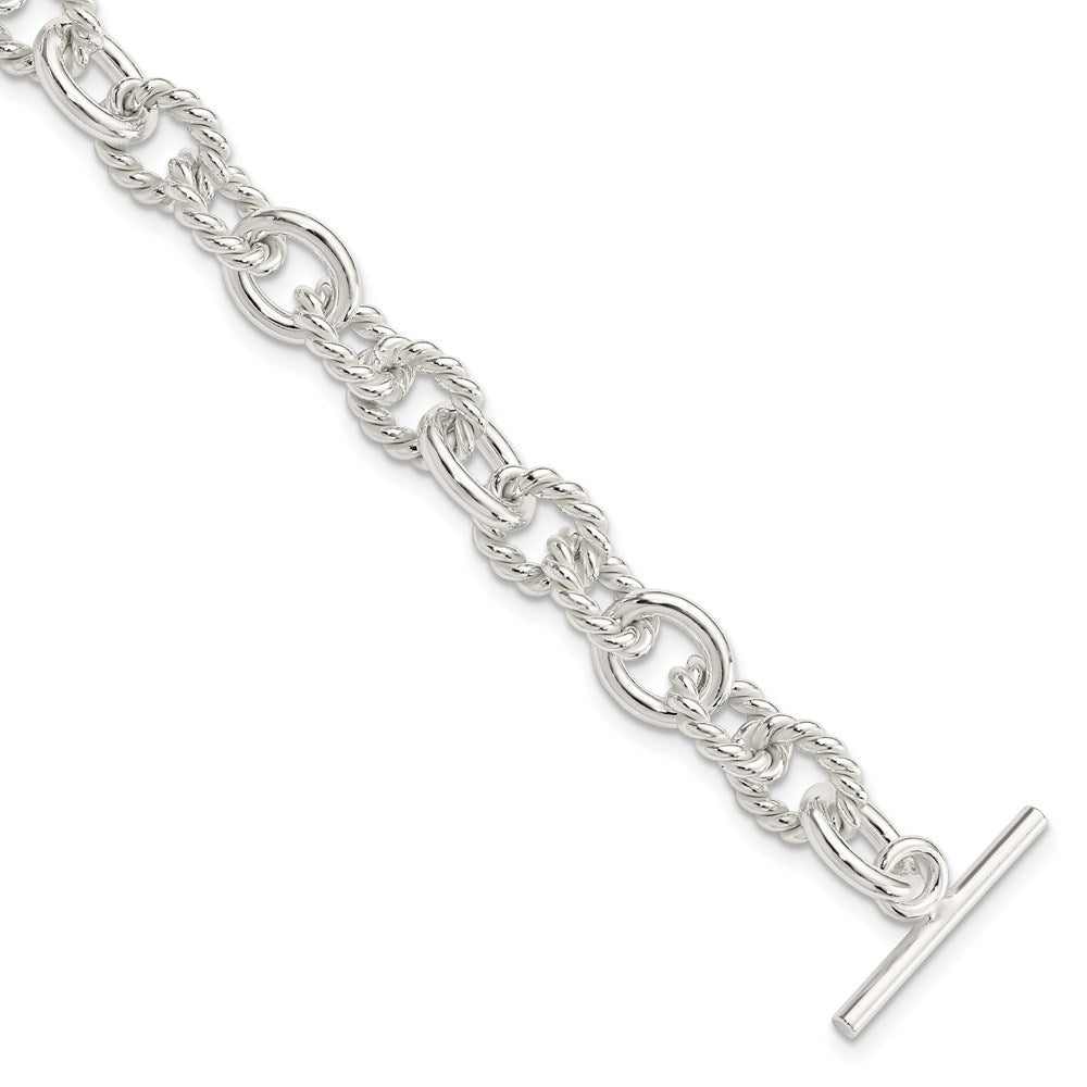 Sterling Silver 7.75inch Polished Fancy Link Toggle Bracelet QH147-7.75