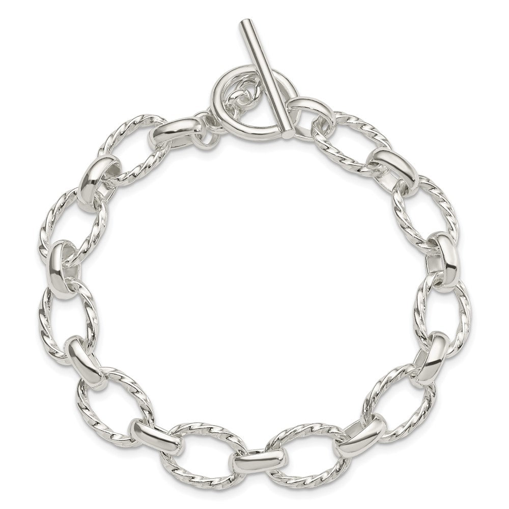 Sterling Silver 7.75inch Polished Fancy Link Toggle Bracelet QH155-8.75