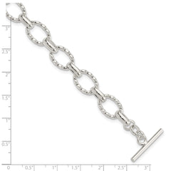 Sterling Silver 7.75inch Polished Fancy Link Toggle Bracelet QH155-8.75