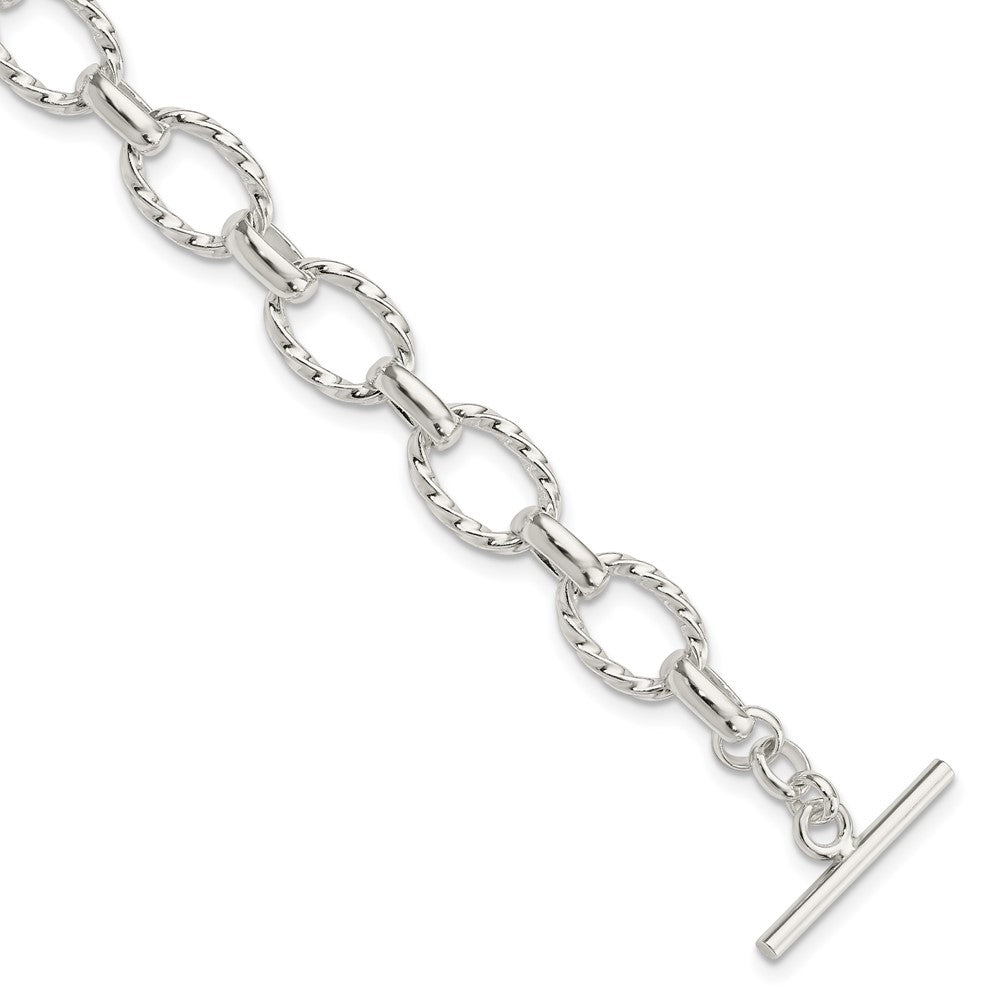 Sterling Silver 7.75inch Polished Fancy Link Toggle Bracelet QH155-8.75