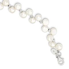 Sterling Silver FW Cultured Button Pearl 16in Necklace QH1857-16