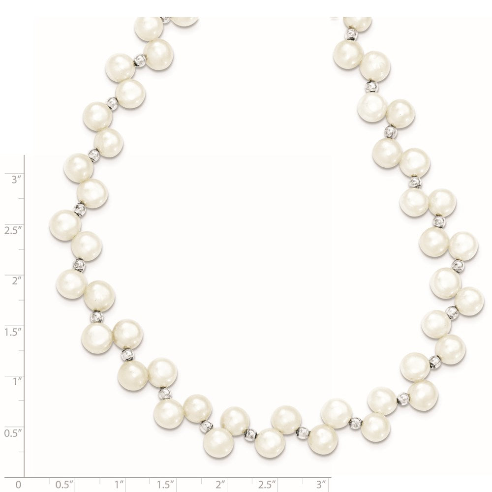 Sterling Silver FW Cultured Button Pearl 16in Necklace QH1857-16