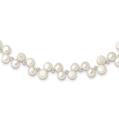 Sterling Silver FW Cultured Button Pearl 16in Necklace QH1857-16