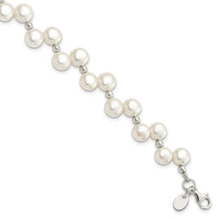 Sterling Silver FW Cultured Button Pearl 7.5in Bracelet QH1858-7.5