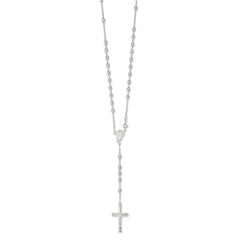 Sterling Silver Polished Beaded Rosary 30 inch Necklace QH2390-30