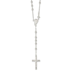 Sterling Silver Polished Beaded Rosary 30 inch Necklace QH2390-30