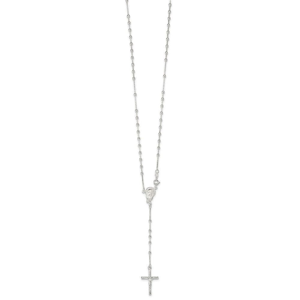 Sterling Silver Polished Bead Rosary 18 inch Necklace QH2392-18