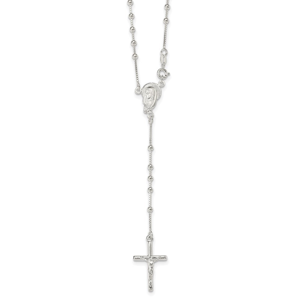 Sterling Silver Polished Bead Rosary 18 inch Necklace QH2392-18