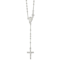 Sterling Silver Polished Bead Rosary 18 inch Necklace QH2392-18