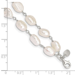 Sterling Silver 2-Strand White Baroque FW Cultured Pearl 8.5in Bracelet QH2459-8.5