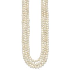 Sterling Silver Triple Strand White FW Cultured Pearl Necklace QH2469-19