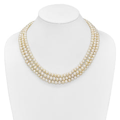 Sterling Silver Triple Strand White FW Cultured Pearl Necklace QH2469-19