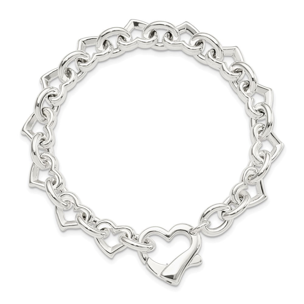 Sterling Silver 7.5inch Polished Fancy Heart Link Bracelet QH287-7.5