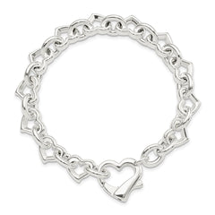 Sterling Silver 7.5inch Polished Fancy Heart Link Bracelet QH287-7.5