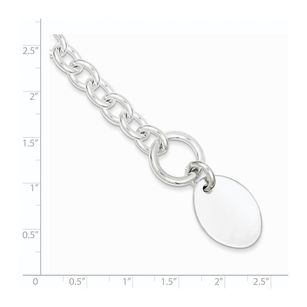 Sterling Silver Engraveable Oval Disc on Fancy Link Bracelet QH302-7.5