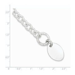 Sterling Silver Engraveable Oval Disc on Fancy Link Bracelet QH302-7.5