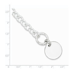 Sterling Silver Engraveable Circular Disc on Fancy Link Bracelet QH303-7.5