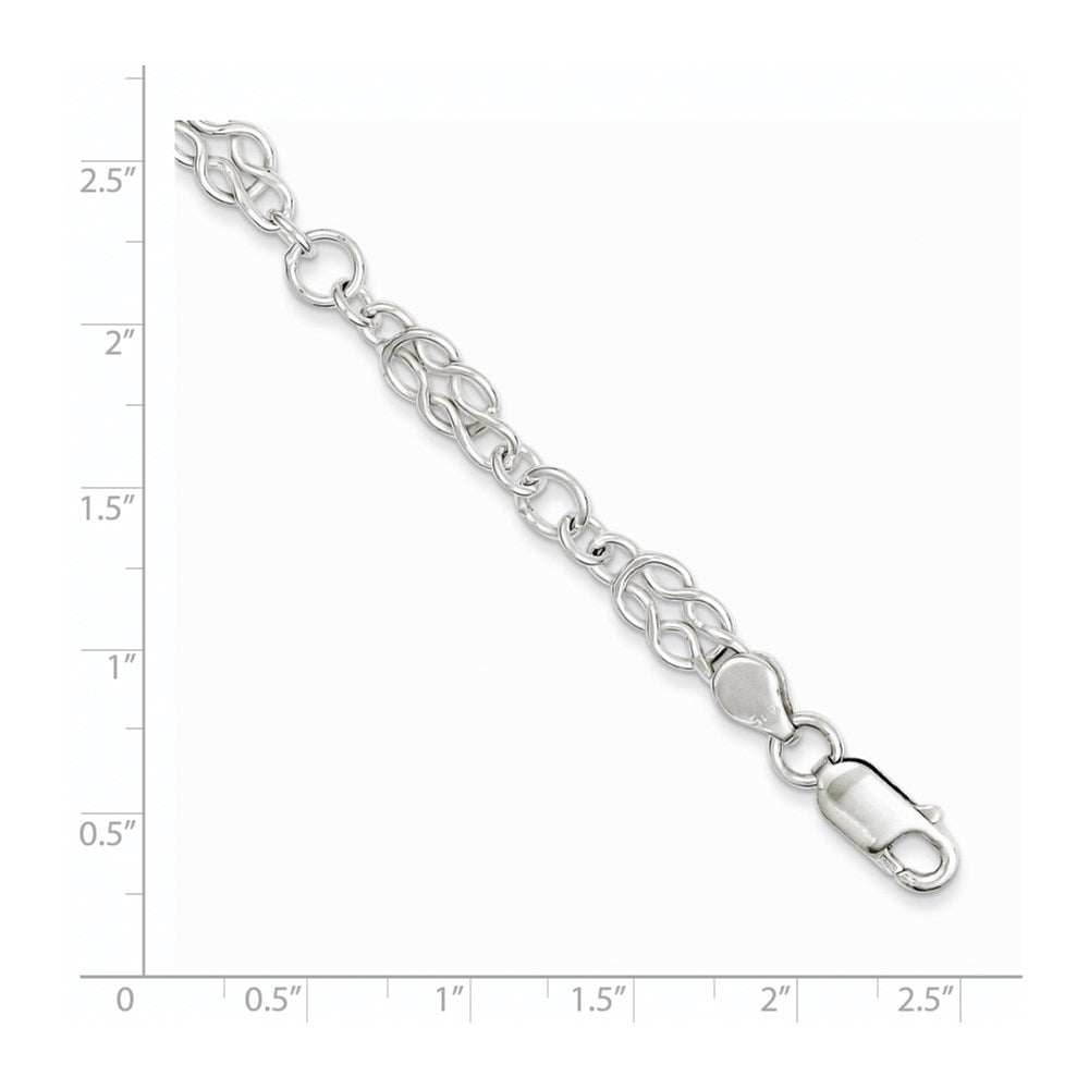 Sterling Silver 7.5inch Polished Fancy Knot-Link Bracelet QH332-7.5
