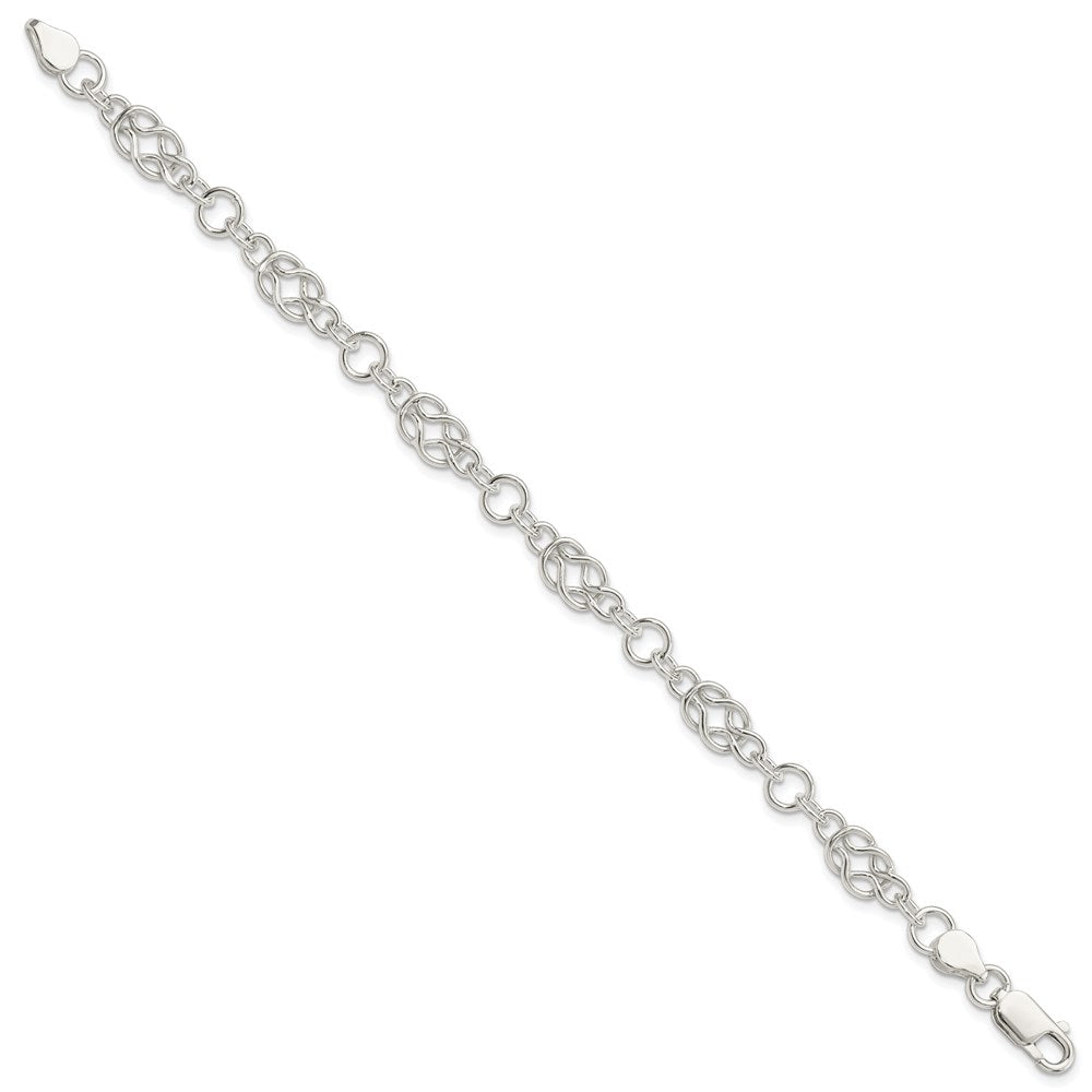 Sterling Silver 7.5inch Polished Fancy Knot-Link Bracelet QH332-7.5