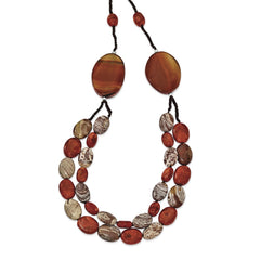 Sterling Silver Carnelian/Reconstituted Coral/Red Zebra Jasper Necklace QH4552-26