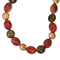 Sterling Silver Tiger Eyes/Carnelian/Reconst. Coral/FW Cult. Pearl Necklace QH4554-18