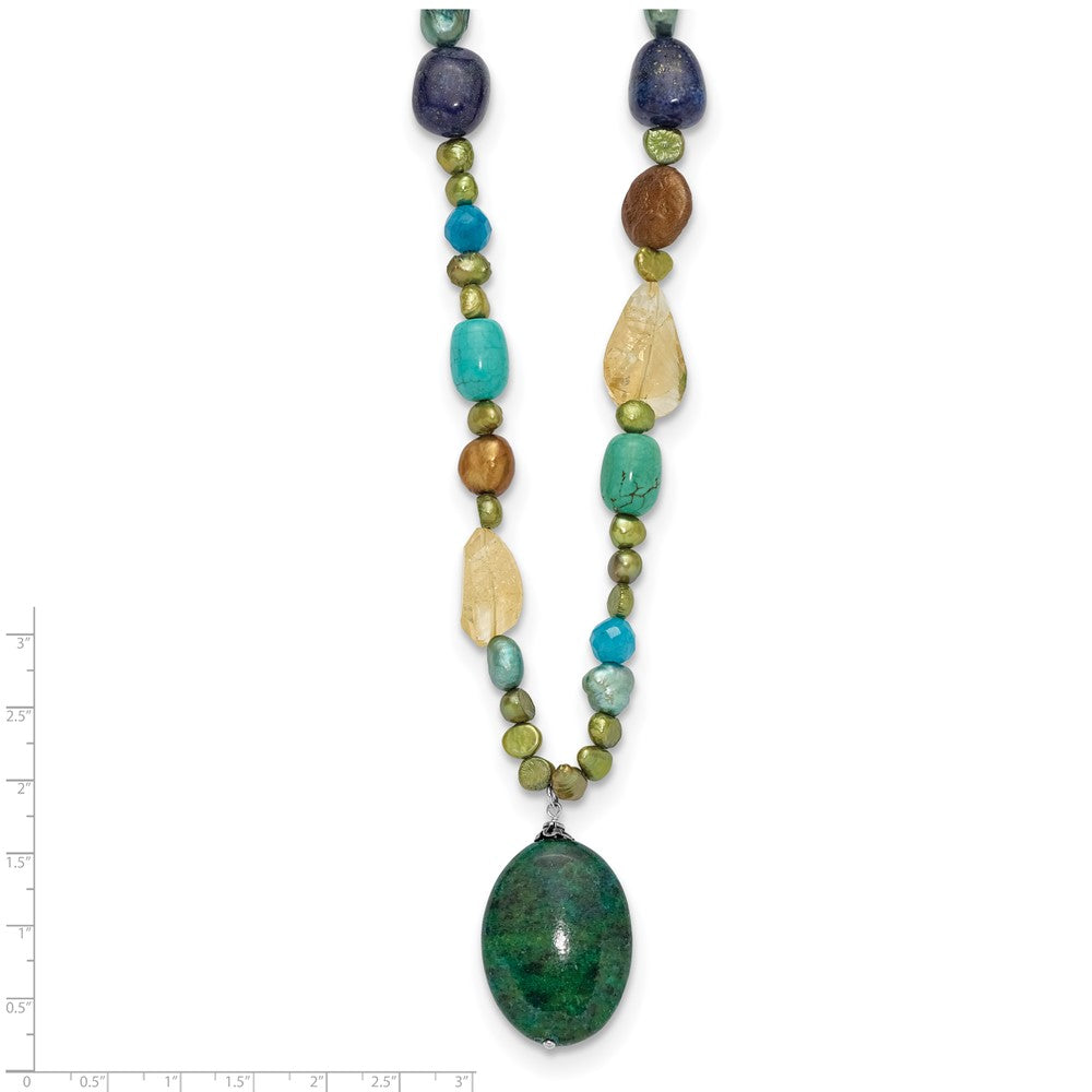 Sterling Silver Citrine/Lapis/Agate/Howlite/Jade/Chrysocolla/Necklace QH4580-28