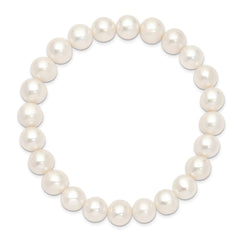 8-9mm White Near-round Freshwater Cultured Pearl Stretch Bracelet QH4595