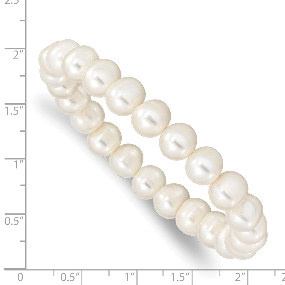 8-9mm White Near-round Freshwater Cultured Pearl Stretch Bracelet QH4595