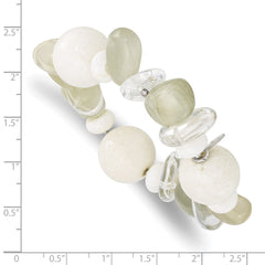 Sterling Silver Coral/Jade/Moonstone/Rock Quartz Stretch Bracelet QH4640