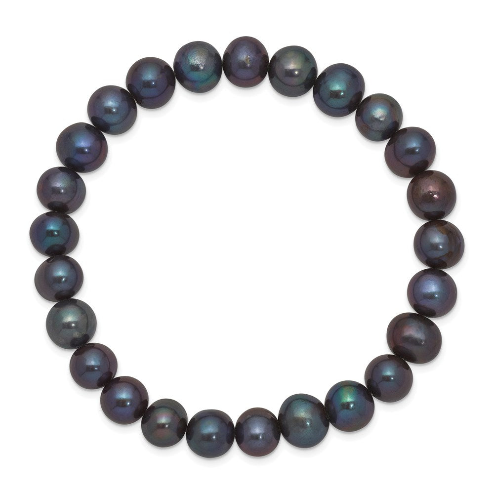 8-9mm Black Near-Round Freshwater Cultured Pearl Stretch Bracelet QH4651