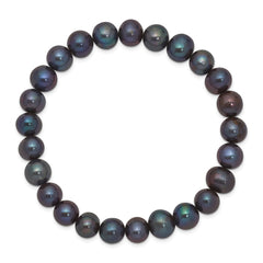 8-9mm Black Near-Round Freshwater Cultured Pearl Stretch Bracelet QH4651