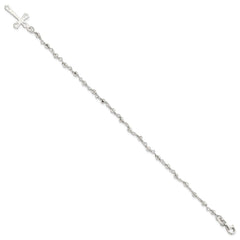 Sterling Silver Polished Bead Rosary 7.5 inch Bracelet QH4697-7.5