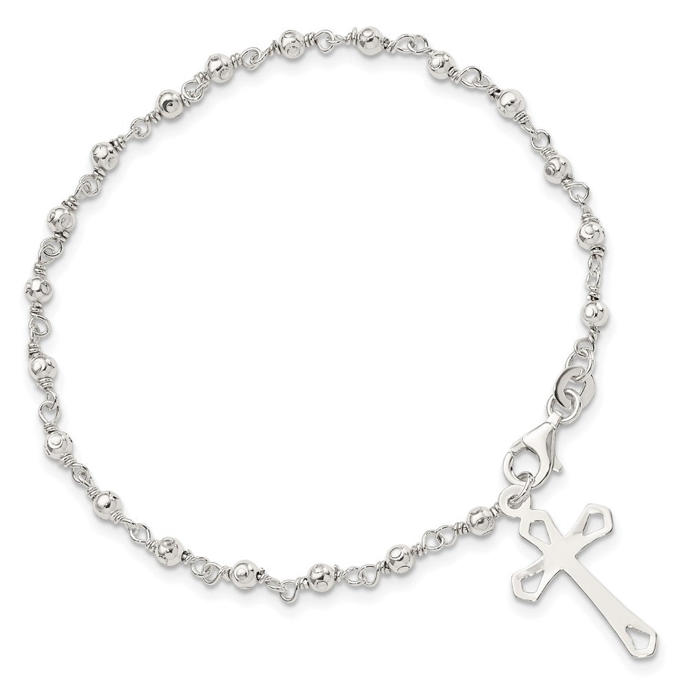 Sterling Silver Polished Bead Rosary 7.5 inch Bracelet QH4697-7.5