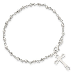 Sterling Silver Polished Bead Rosary 7.5 inch Bracelet QH4697-7.5