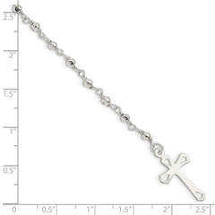 Sterling Silver Polished Bead Rosary 7.5 inch Bracelet QH4697-7.5