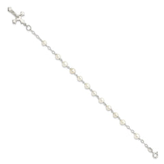 Sterling Silver and FW Cultured Pearl Rosary 7.5 inch Bracelet QH4698-7.5
