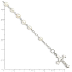Sterling Silver and FW Cultured Pearl Rosary 7.5 inch Bracelet QH4698-7.5