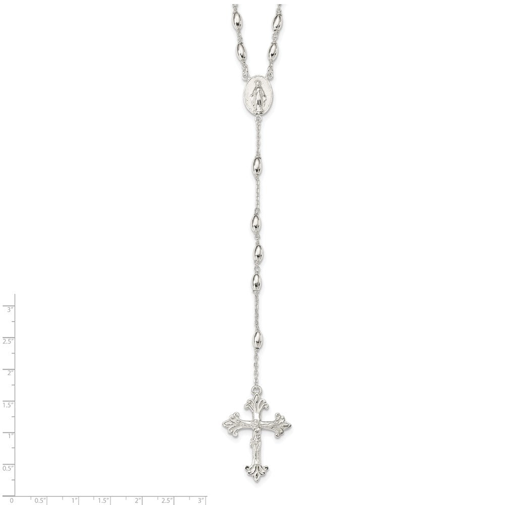 Sterling Silver Polished Bead Rosary 18 inch Necklace QH4700-18