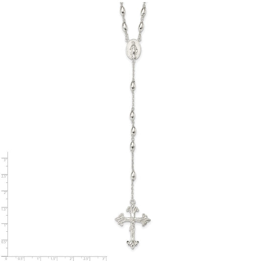 Sterling Silver Polished Bead Rosary 18 inch Necklace QH4700-18