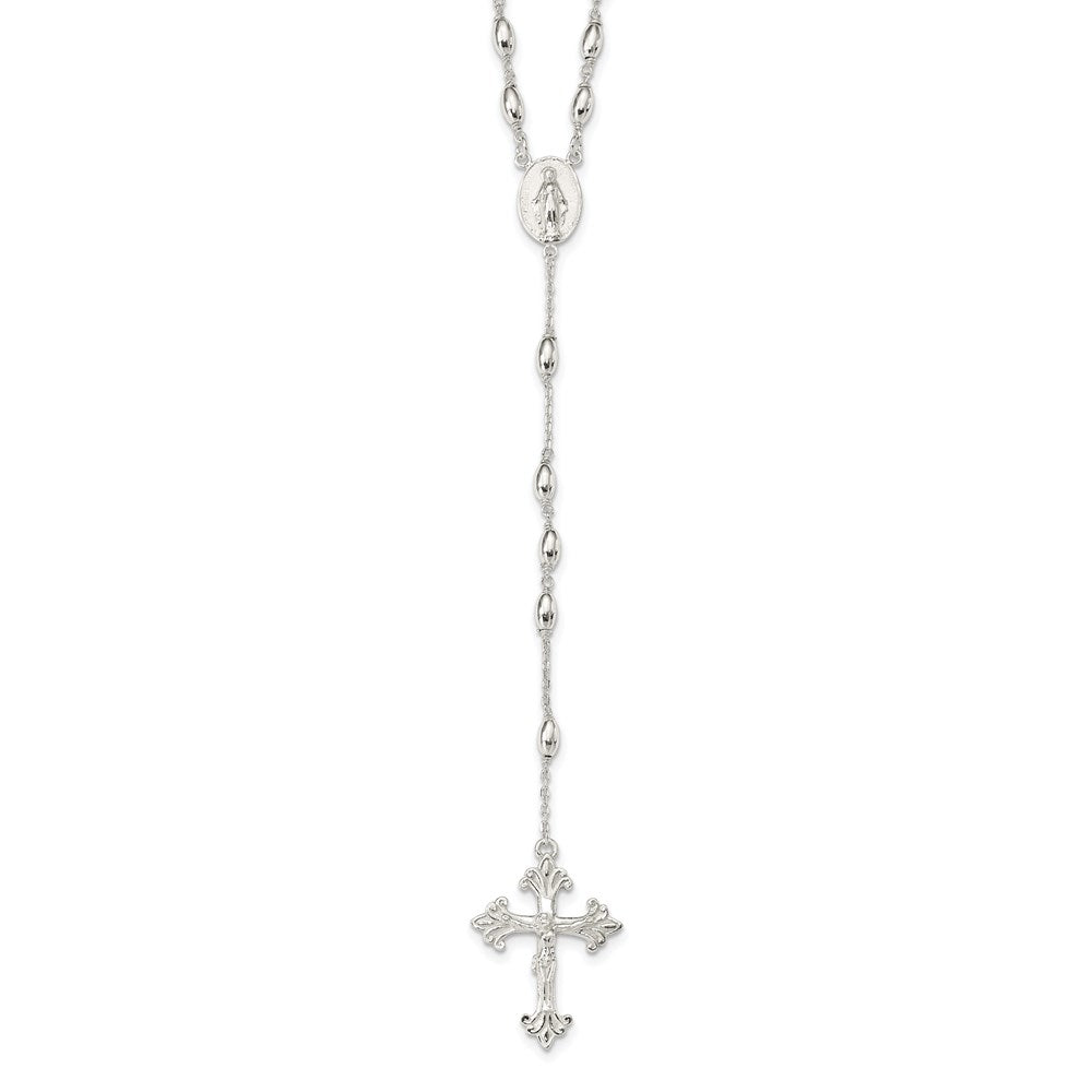 Sterling Silver Polished Bead Rosary 18 inch Necklace QH4700-18