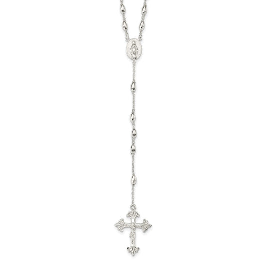 Sterling Silver Polished Bead Rosary 18 inch Necklace QH4700-18