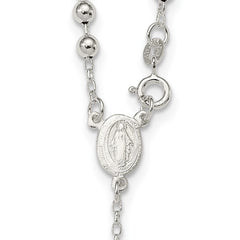 Sterling Silver Polished Bead 18 inch Rosary Necklace QH4701-18