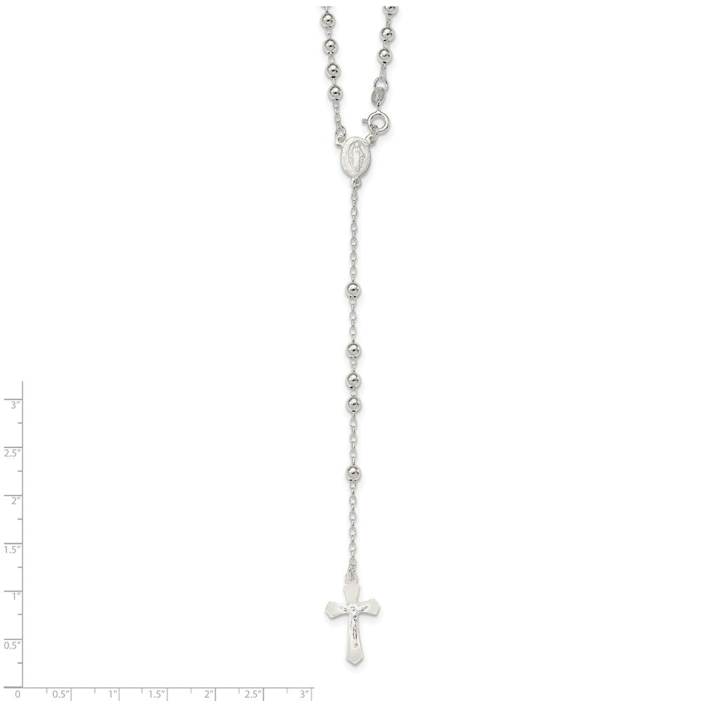 Sterling Silver Polished Bead 18 inch Rosary Necklace QH4701-18